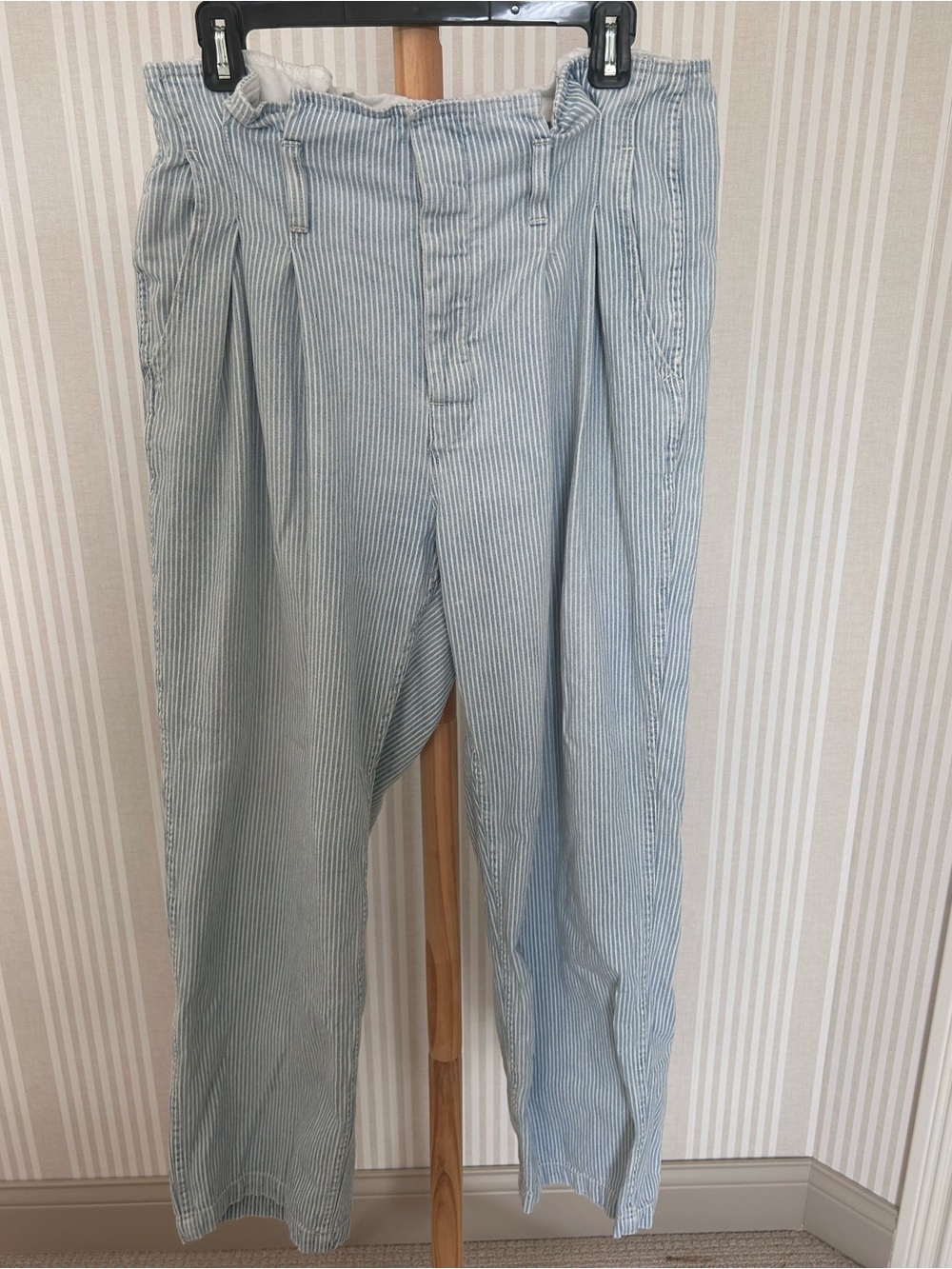 Vtg Polo Ralph Lauren Railroad Stripe Paperbag Waist Denim Jeans Women’s Size 30